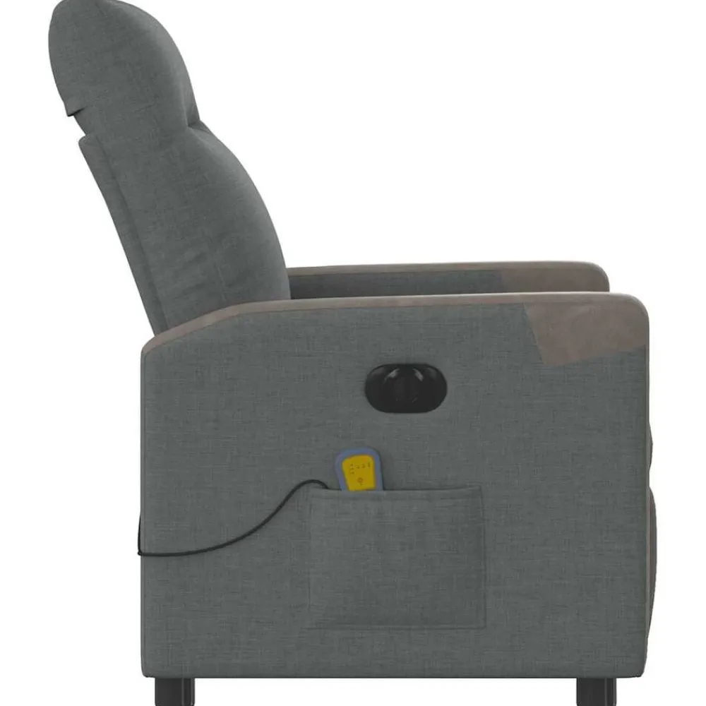 vidaXL Sillón reclinable de masaje eléctrico tela Gris oscuro Discount