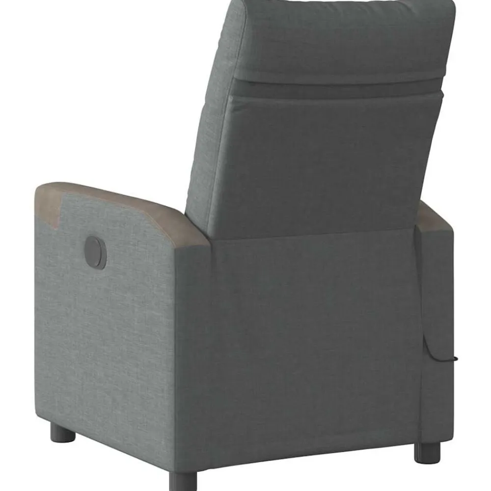 vidaXL Sillón reclinable de masaje eléctrico tela Gris oscuro Discount