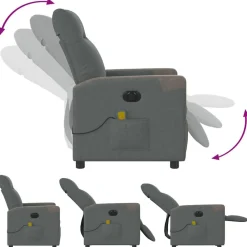 vidaXL Sillón reclinable de masaje eléctrico tela Gris oscuro Discount