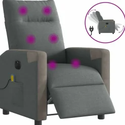 vidaXL Sillón reclinable de masaje eléctrico tela Gris oscuro Discount