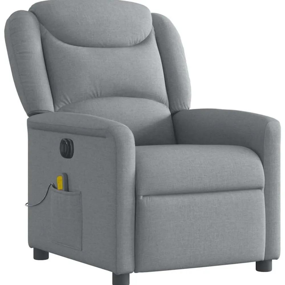 vidaXL Sillón reclinable de masaje eléctrico tela Gris claro Discount