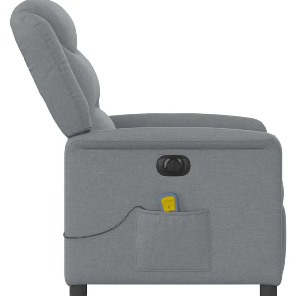vidaXL Sillón reclinable de masaje eléctrico tela Gris claro Discount