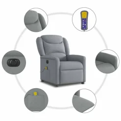 vidaXL Sillón reclinable de masaje eléctrico tela Gris claro Discount