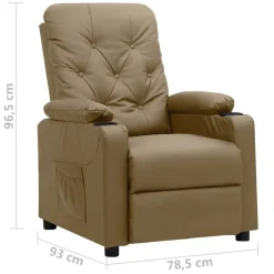 vidaXL Sillón reclinable de cuero sintético color Capuchino Best