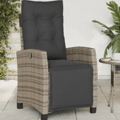 vidaXL Sillón reclinable de jardín con reposapiés ratán sintético Gris Outlet