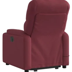 vidaXL Sillón reclinable de masaje elevable tela rojo tinto Rojo vino tinto New