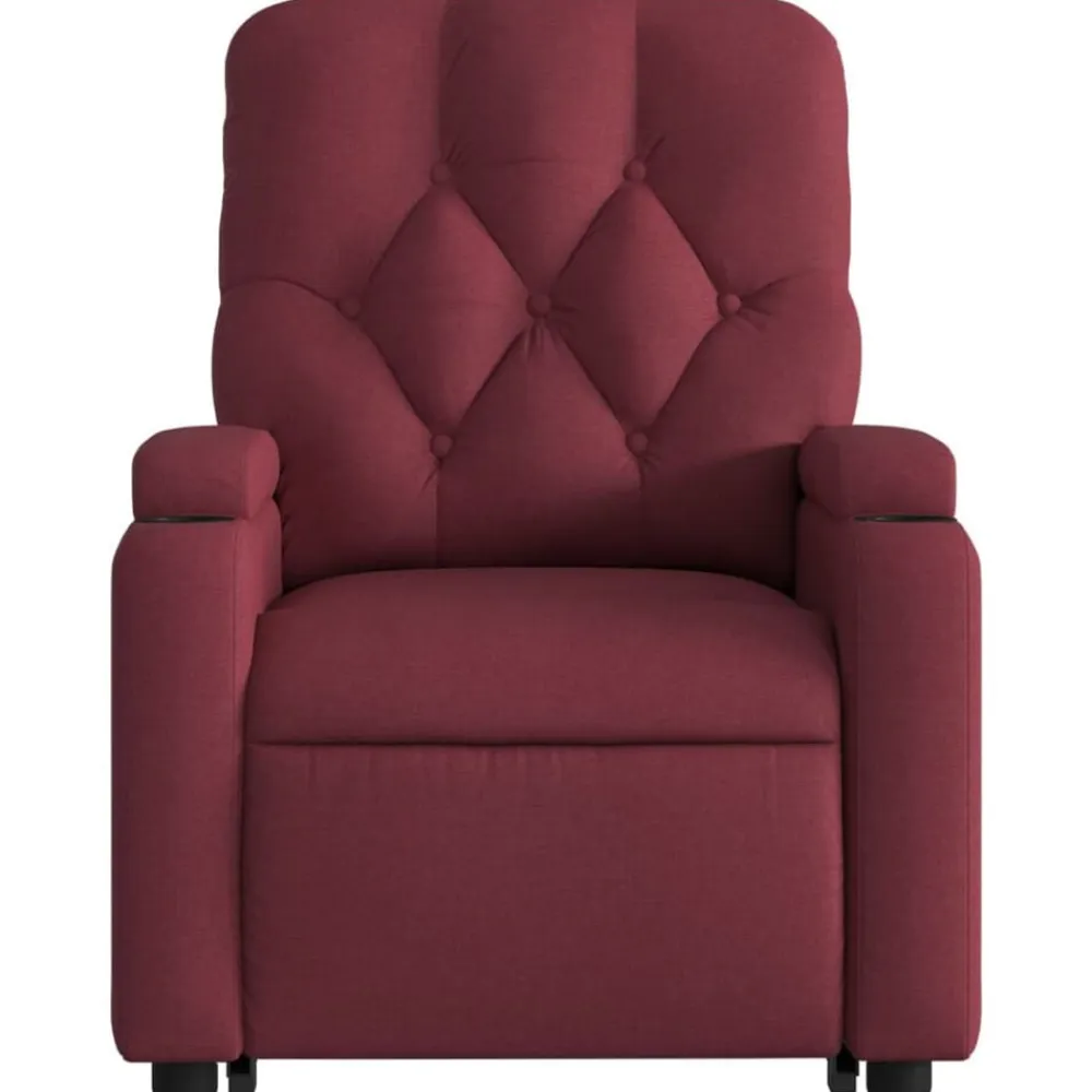 vidaXL Sillón reclinable de masaje elevable tela rojo tinto Rojo vino tinto New