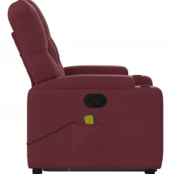 vidaXL Sillón reclinable de masaje elevable tela rojo tinto Rojo vino tinto New