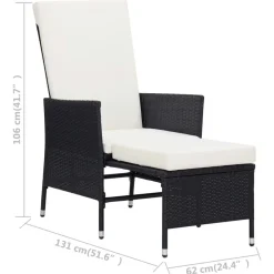 vidaXL Muebles De Jardín-Sillón reclinable de jardín con cojines ratán sintético
