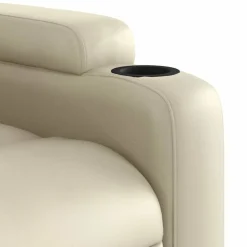 vidaXL Sillón reclinable de masaje de pie cuero artificial color Crema Discount