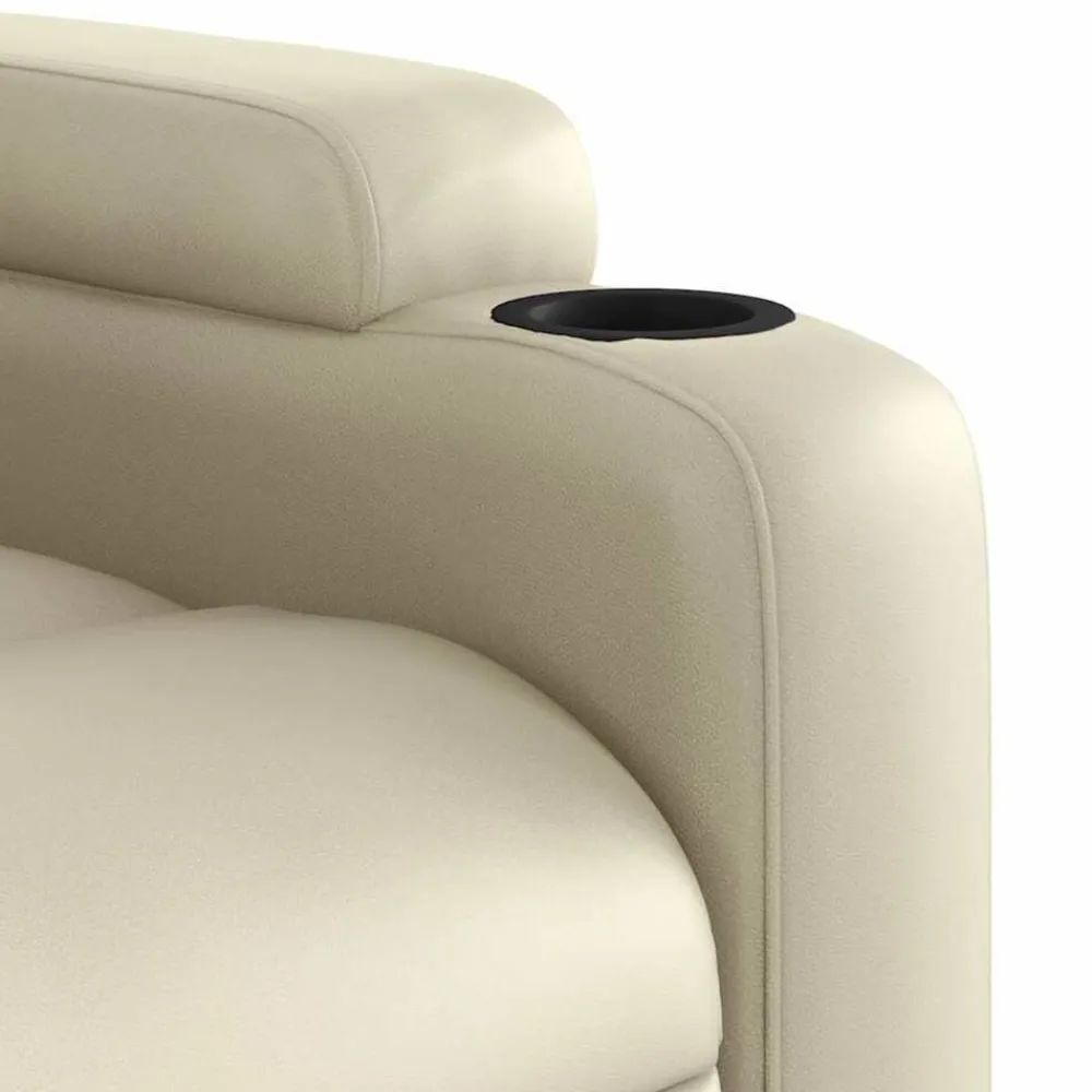 vidaXL Sillón reclinable de masaje de pie cuero artificial color Crema Discount