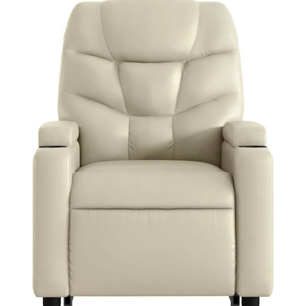 vidaXL Sillón reclinable de masaje de pie cuero artificial color Crema Discount