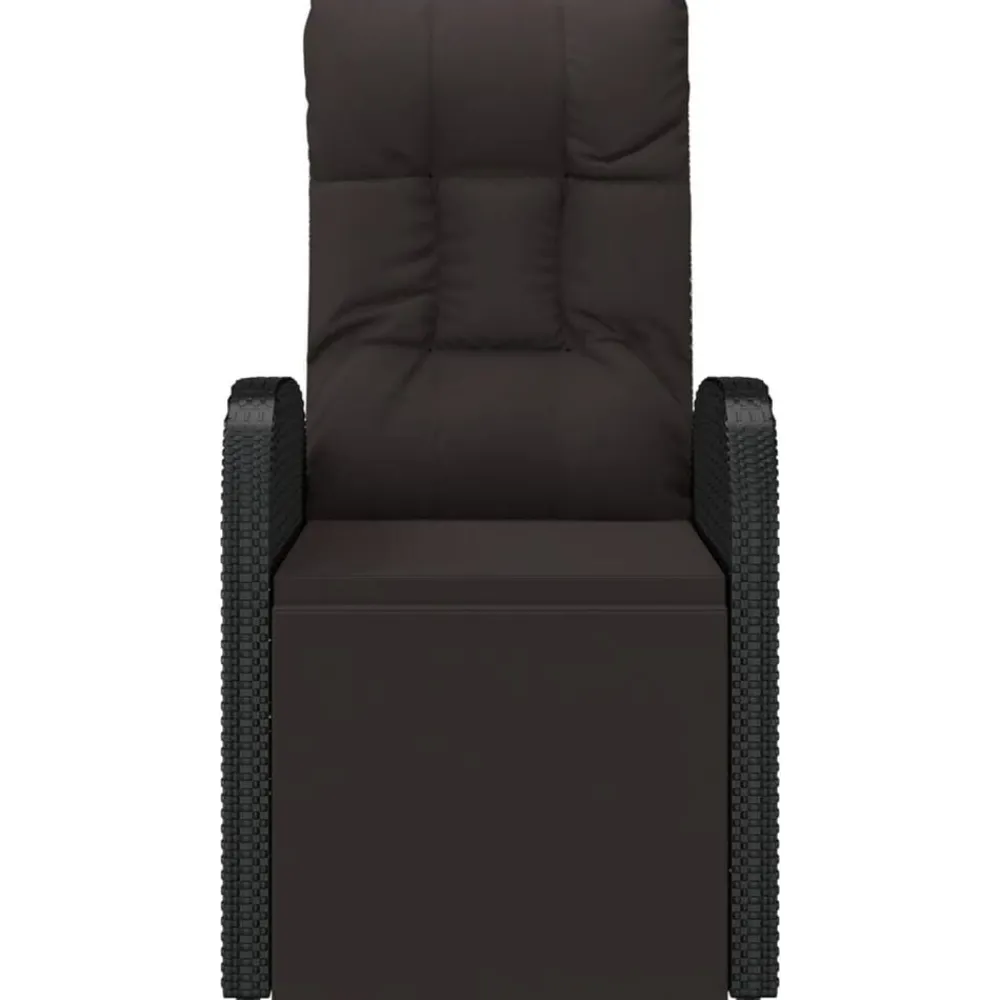 vidaXL Sillón reclinable de jardín con cojín ratán sintético Negro Discount