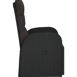 vidaXL Sillón reclinable de jardín con cojín ratán sintético Negro Discount