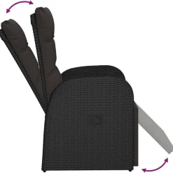 vidaXL Sillón reclinable de jardín con cojín ratán sintético Negro Discount