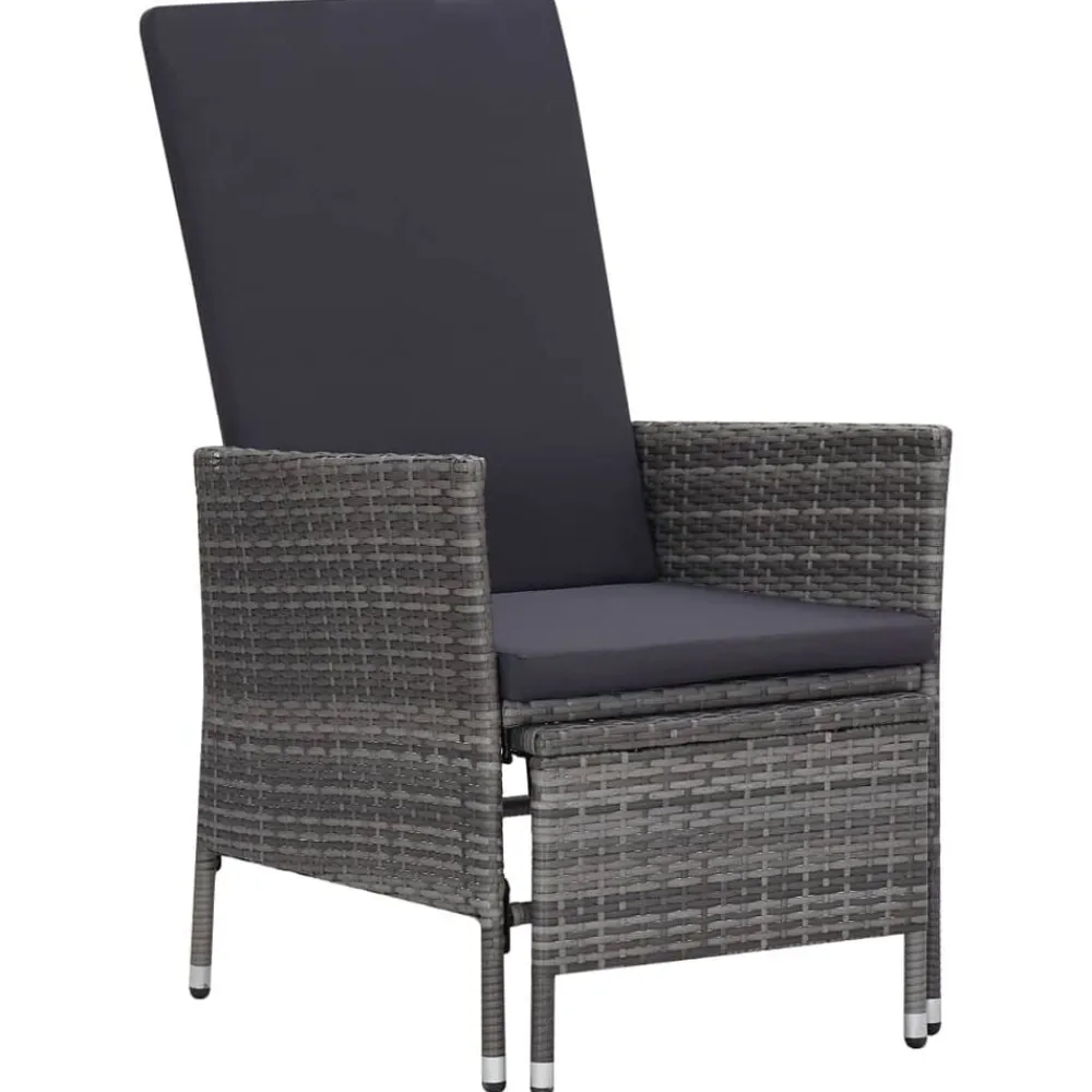 vidaXL Sillón reclinable de jardín con cojines ratán sintético Gris New