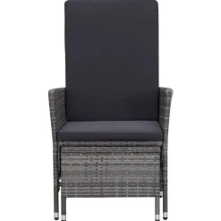 vidaXL Sillón reclinable de jardín con cojines ratán sintético Gris New