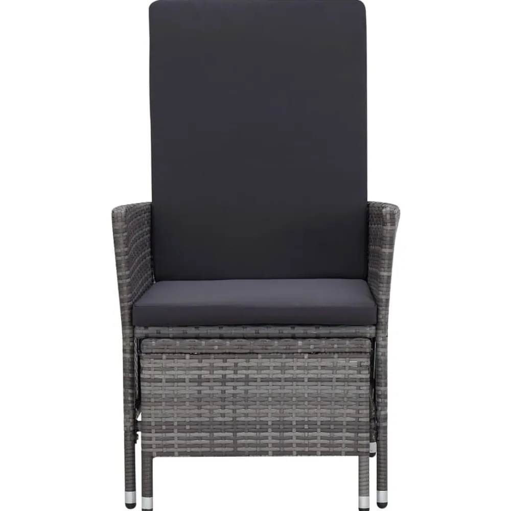 vidaXL Sillón reclinable de jardín con cojines ratán sintético Gris New