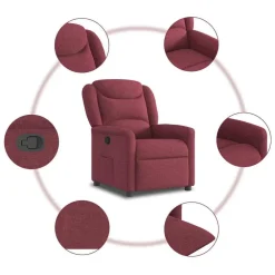 vidaXL Sillón reclinable de tela rojo tinto Rojo vino tinto Online