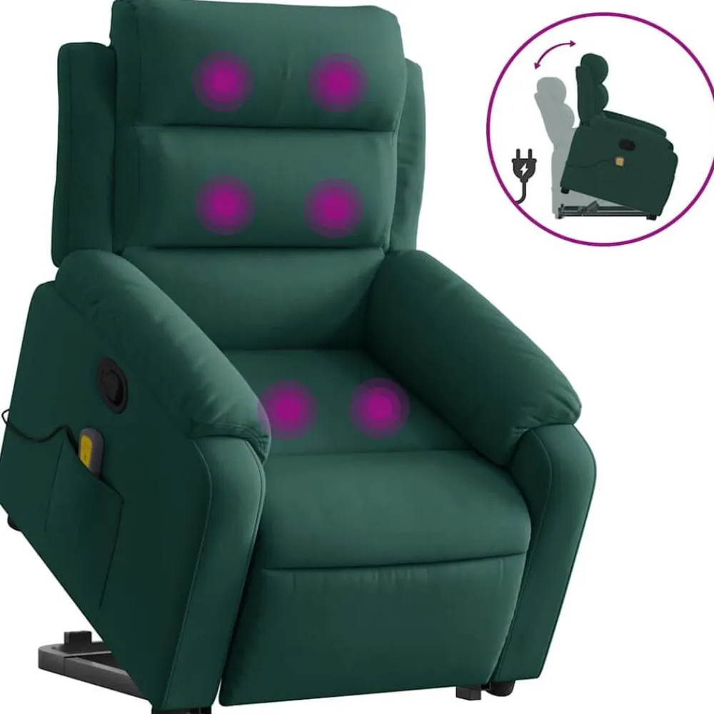 vidaXL Sillas-Sillón reclinable de masaje elevable terciopelo