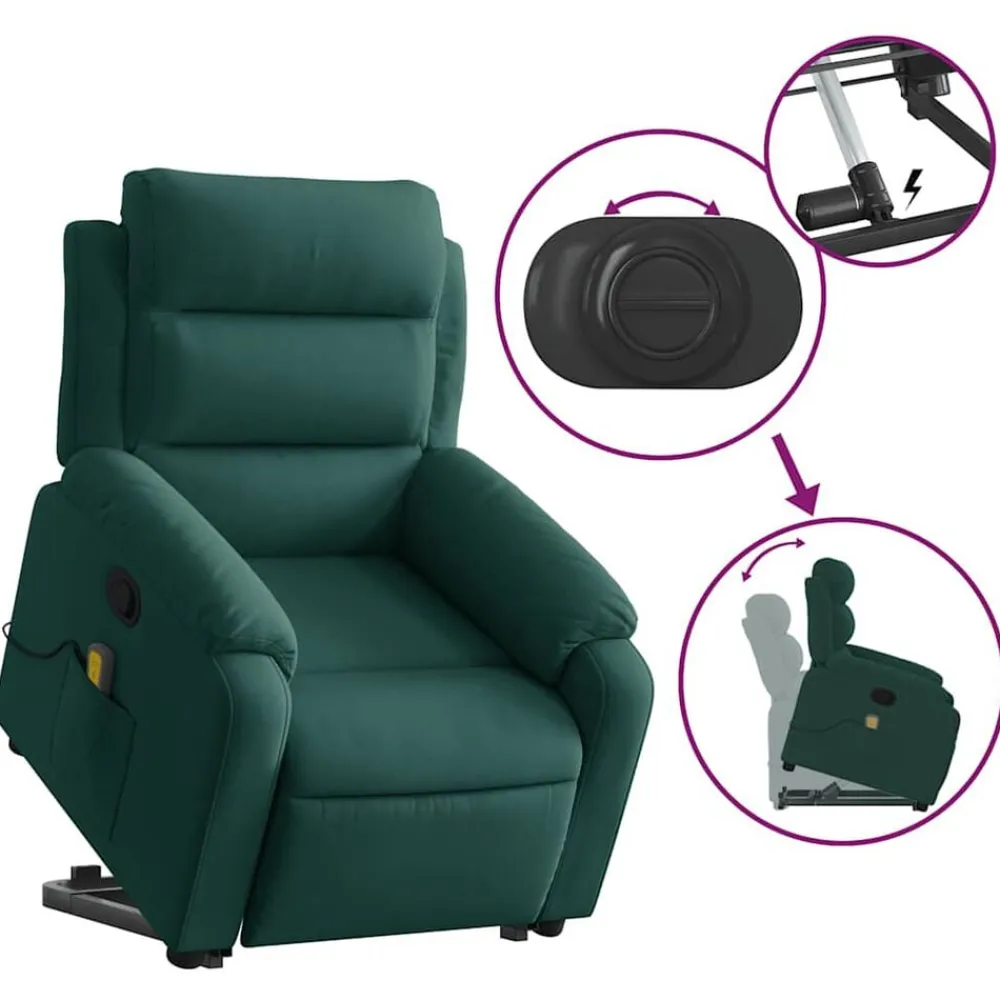 vidaXL Sillas-Sillón reclinable de masaje elevable terciopelo