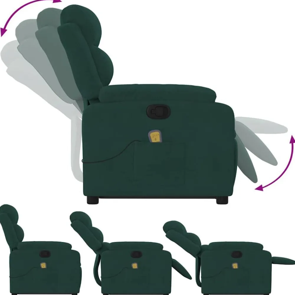 vidaXL Sillas-Sillón reclinable de masaje elevable terciopelo