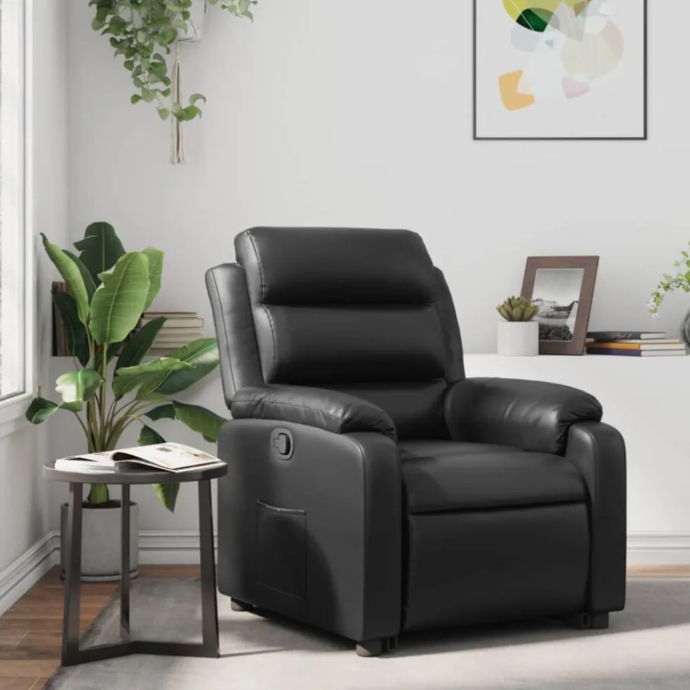 vidaXL Sillón reclinable de cuero sintético Negro