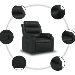vidaXL Sillón reclinable de cuero sintético Negro