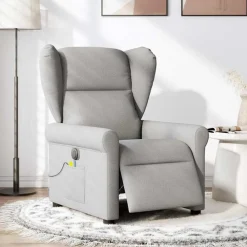 vidaXL Sillón reclinable de masaje eléctrico tela Gris nube Best