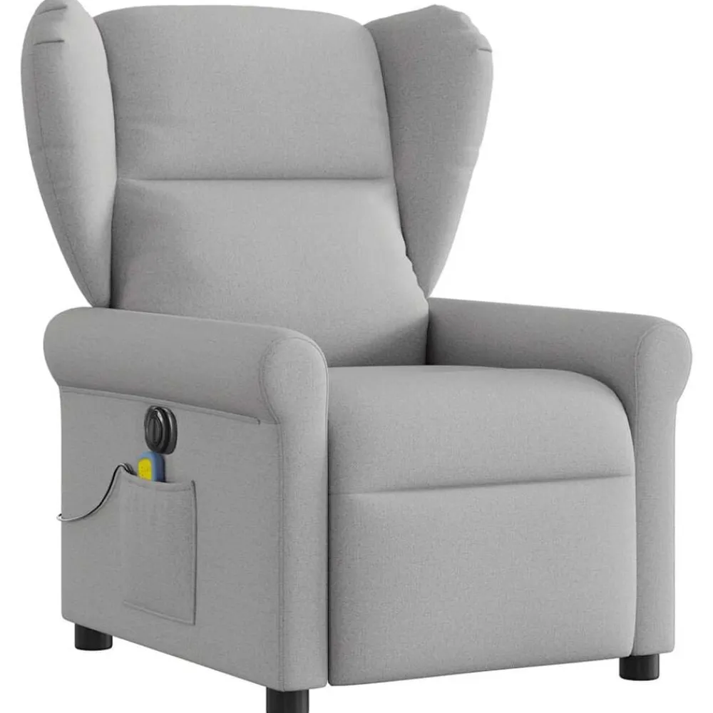 vidaXL Sillón reclinable de masaje eléctrico tela Gris nube Best