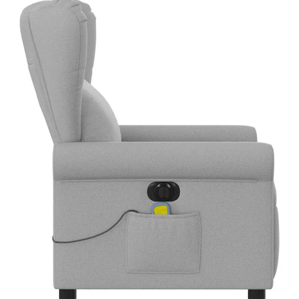 vidaXL Sillón reclinable de masaje eléctrico tela Gris nube Best