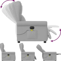 vidaXL Sillón reclinable de masaje eléctrico tela Gris nube Best
