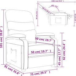 vidaXL Sillas-Sillón reclinable de cuero sintético color
