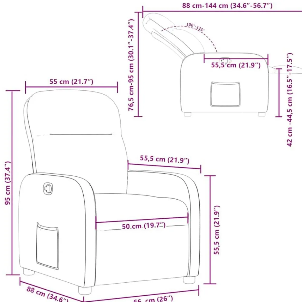 vidaXL Sillón reclinable de tela Gris nube Outlet