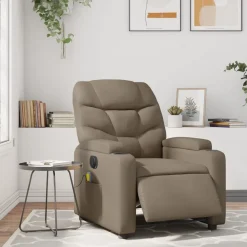 vidaXL Sillón reclinable de masaje eléctrico cuero sintético Capuchino Best