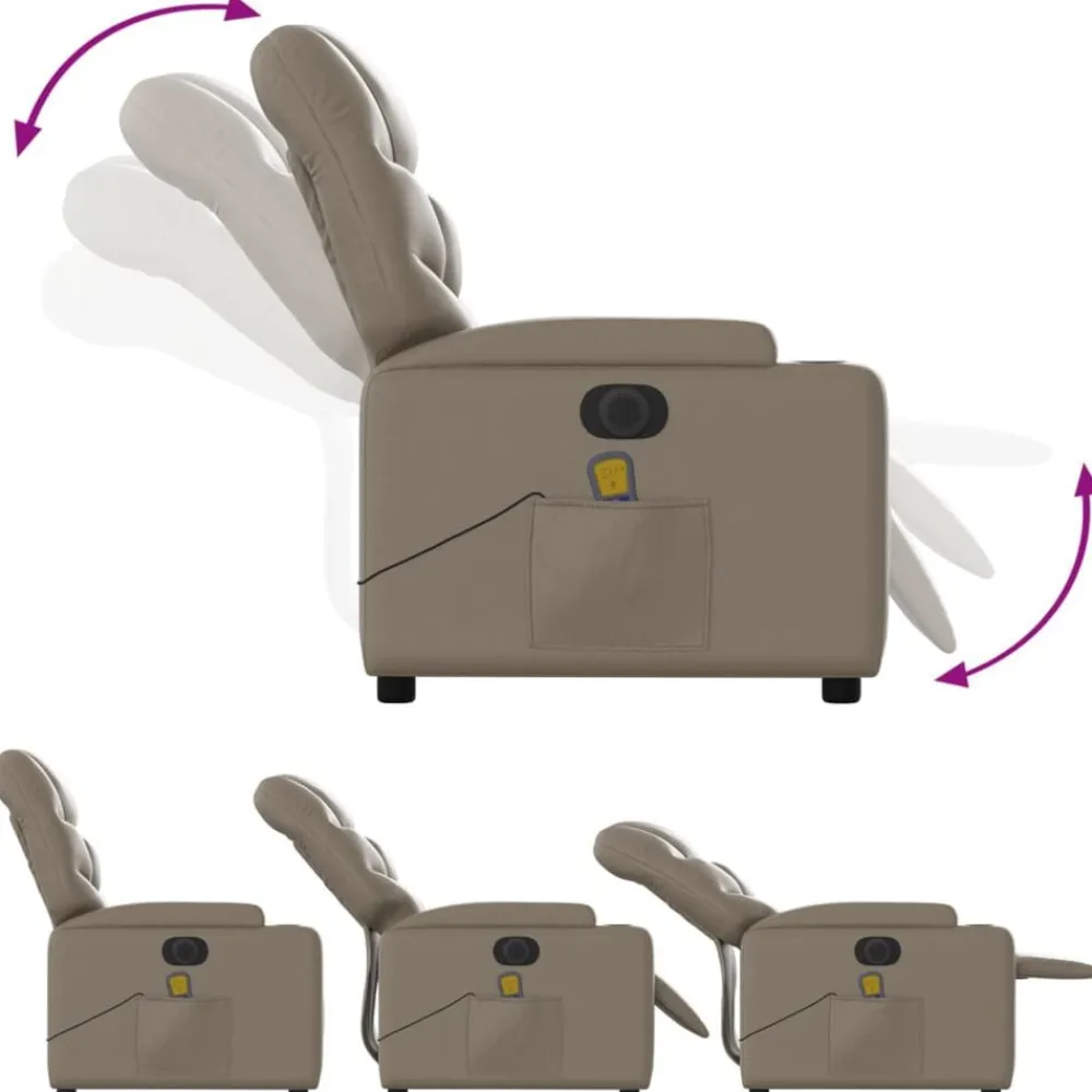vidaXL Sillón reclinable de masaje eléctrico cuero sintético Capuchino Best