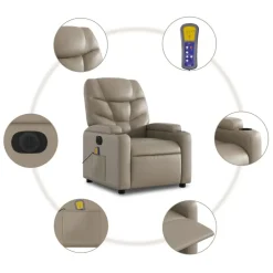 vidaXL Sillón reclinable de masaje eléctrico cuero sintético Capuchino Best