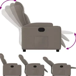 vidaXL Sillas-Sillón reclinable de tela gris taupe