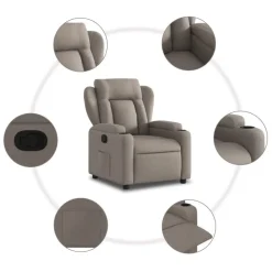 vidaXL Sillas-Sillón reclinable de tela gris taupe