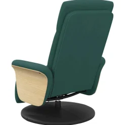 vidaXL Sillón reclinable de masaje con reposapiés tela Verde oscuro New