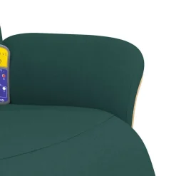 vidaXL Sillón reclinable de masaje con reposapiés tela Verde oscuro New