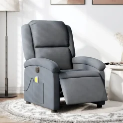 vidaXL Sillón reclinable de masaje eléctrico terciopelo Gris oscuro Online