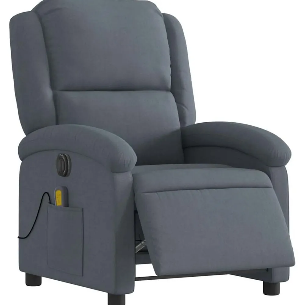 vidaXL Sillón reclinable de masaje eléctrico terciopelo Gris oscuro Online
