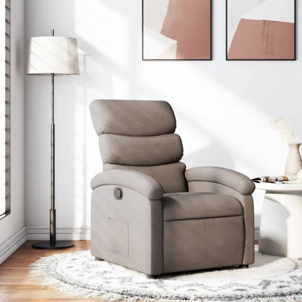 vidaXL Sillas-Sillón reclinable de tela gris taupe
