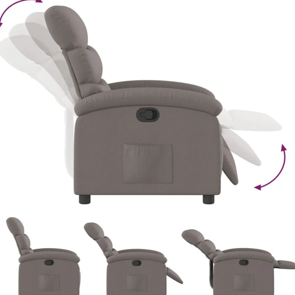 vidaXL Sillas-Sillón reclinable de tela gris taupe