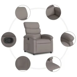 vidaXL Sillas-Sillón reclinable de tela gris taupe