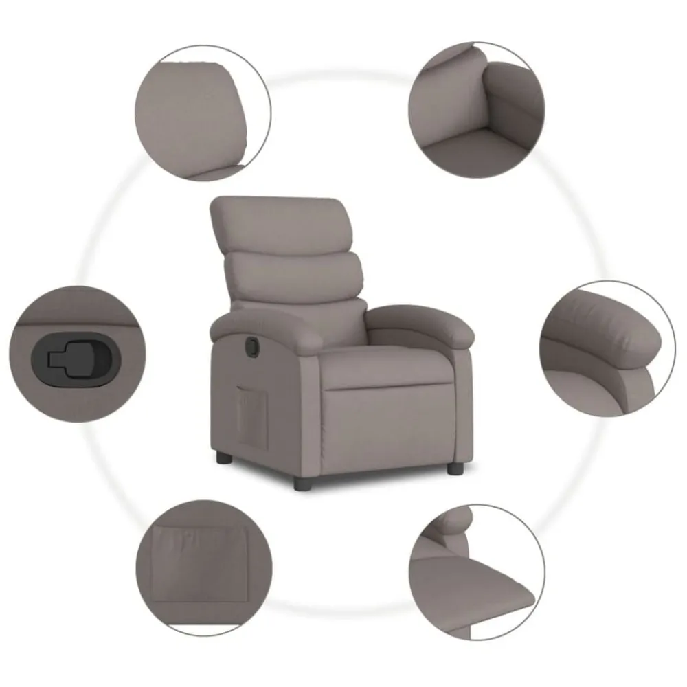 vidaXL Sillas-Sillón reclinable de tela gris taupe
