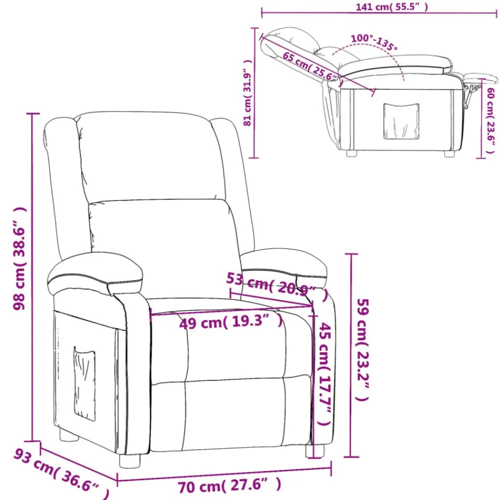 vidaXL Sillas-Sillón reclinable de terciopelo