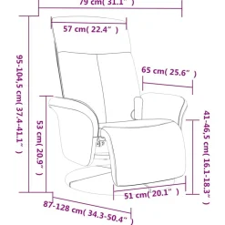 vidaXL Sillón reclinable de masaje con reposapiés tela color Crema Clearance