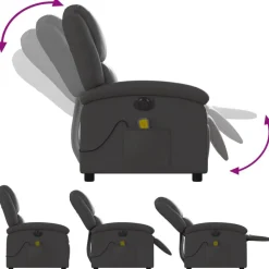 vidaXL Sillas-Sillón reclinable de masaje eléctrico cuero auténtico